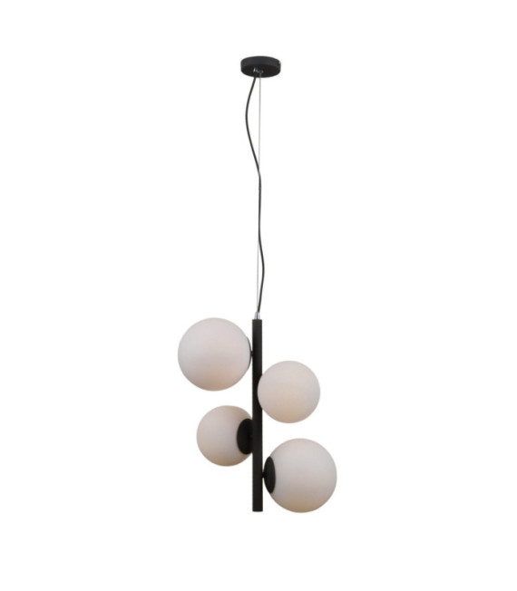 Lámpara colgante Riga Vidrio, acero, aluminio negro satinado