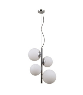 Lámpara colgante Riga Vidrio, acero, aluminio Cromo
