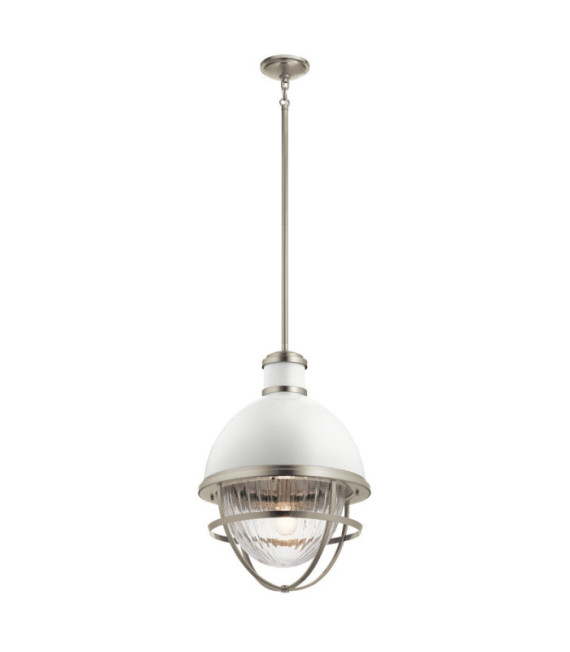 Kichler pendant light Transparent ribbed glass, brushed nickel and white steel