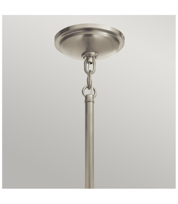 Suspension Kichler Verre nervuré transparent,acier Nickel brossé et blanc
