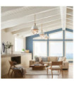 Kichler pendant light Transparent ribbed glass, steel Natural and white brass