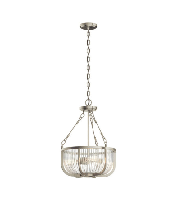 Kichler pendant light Clear ribbed glass, brushed nickel steel