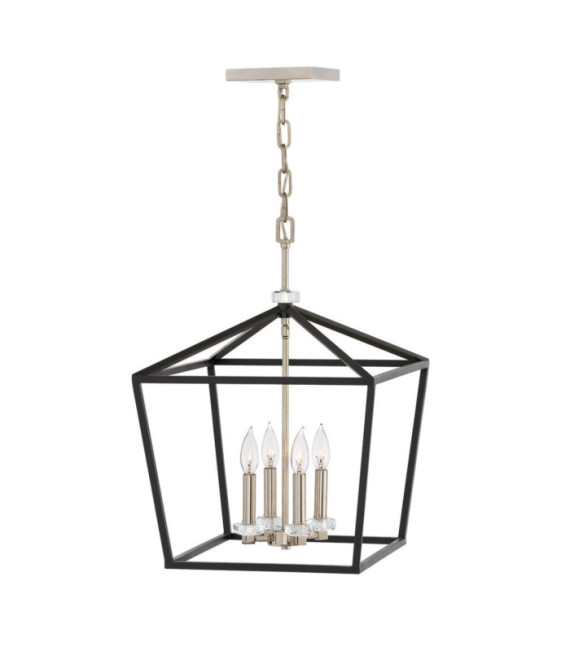 Hinkley pendant light Steel, Black crystal with polished nickel