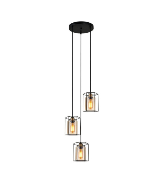 Kalula Pendant Lamp Glass, Black Steel