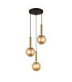 Suspension Ravena Verre,Acier Laiton, Ambre