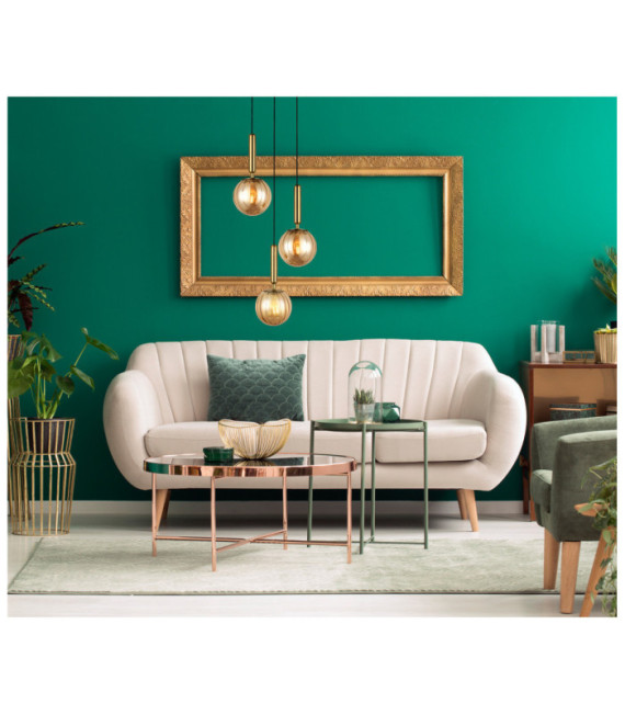 Lampada a Sospensione Ravena Vetro, Acciaio Ottone, Ambra