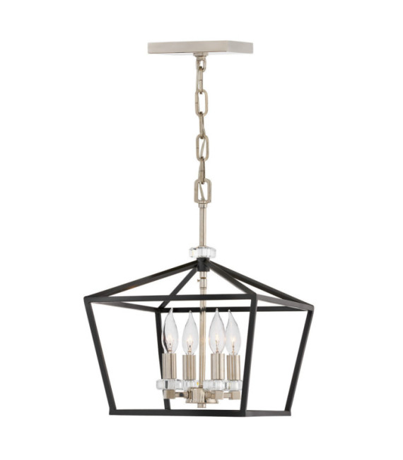 Hinkley pendant light Steel, Black crystal with polished nickel