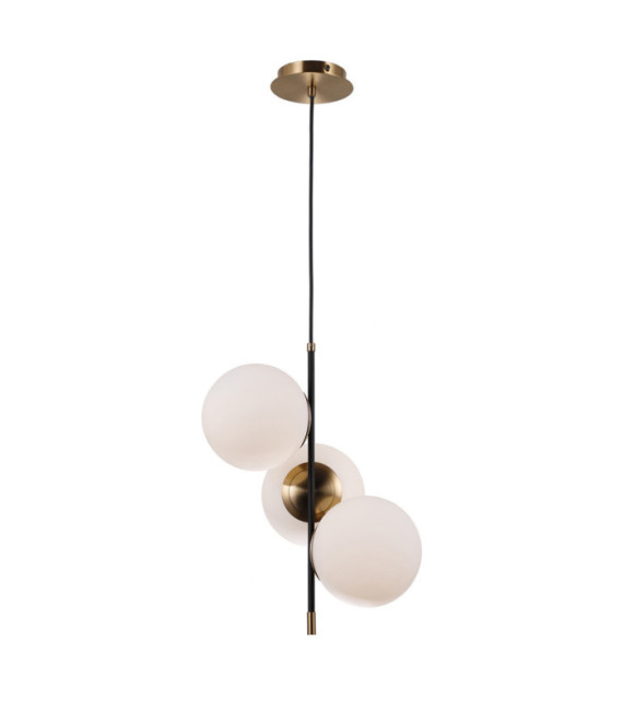 Lámpara colgante Stelia Vidrio, acero, aluminio Bronce antiguo, negro mate