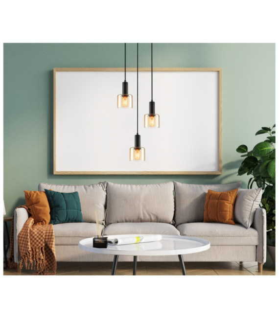 Santia Pendant Lamp Glass, Black Steel