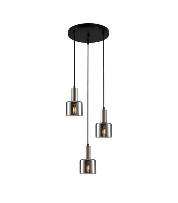 Suspension Santia Verre,Acier Argent