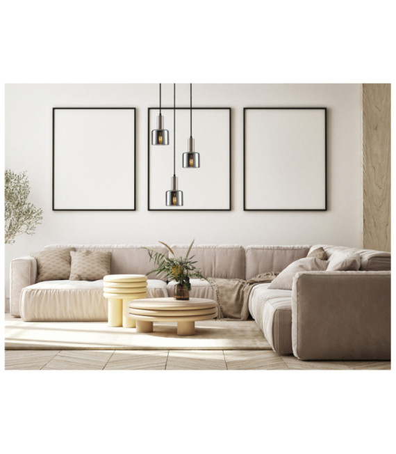 Suspension Santia Verre,Acier Argent