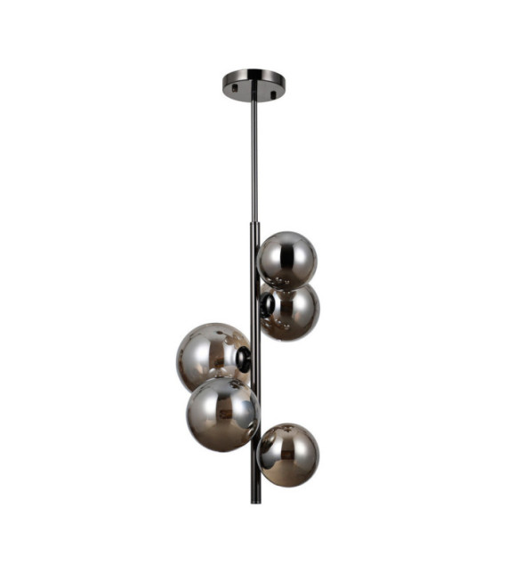 Lampadario Canello in vetro, acciaio cromo nero