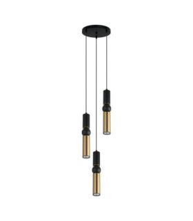 Isidora-Pendelleuchte aus Stahl, schwarzem Aluminium und antiker Bronze