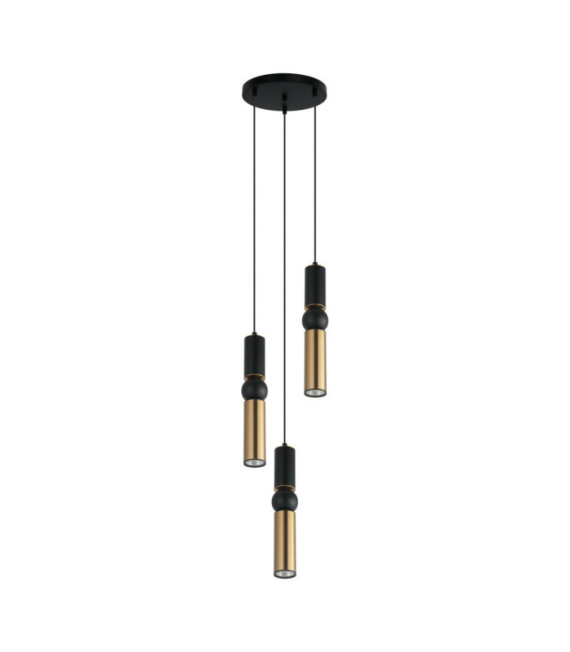 Isidora-Pendelleuchte aus Stahl, schwarzem Aluminium und antiker Bronze