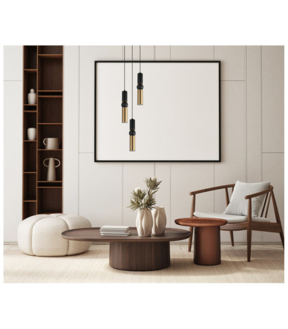 Lampadario Isidora Acciaio, Alluminio Nero, Bronzo Antico