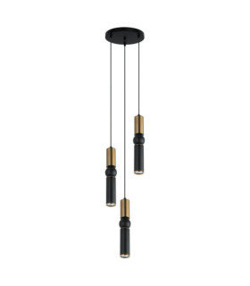 Lampadario Isidora Acciaio, Alluminio Nero, Bronzo Antico