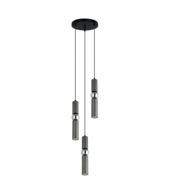 Isidora Pendelleuchte Stahl, Aluminium Chrom, Schwarz, Grau