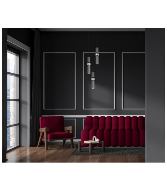 Isidora Pendelleuchte Stahl, Aluminium Chrom, Schwarz, Grau