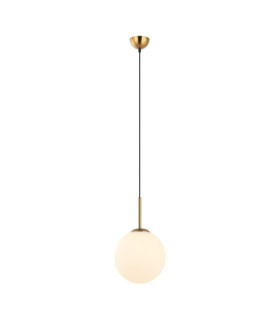 Lámpara colgante Deore de cristal, acero blanco, bronce antiguo