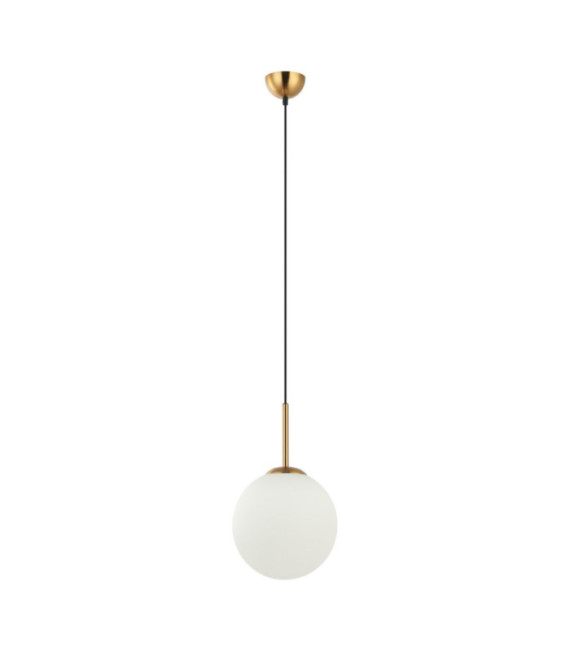 Lámpara colgante Deore de cristal, acero blanco, bronce antiguo