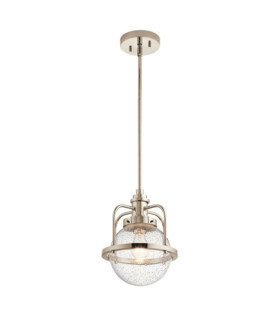 Kichler pendant light Transparent grained glass, polished nickel steel