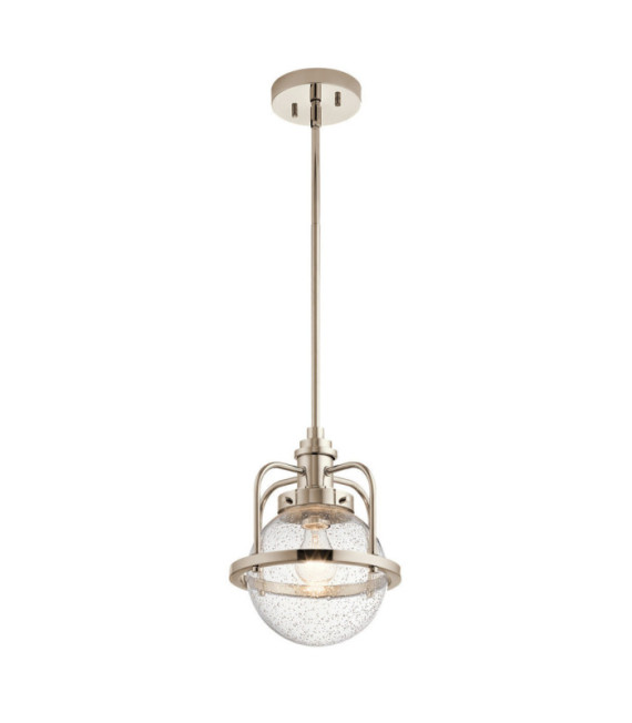 Suspension Kichler Verre grainé transparent,acier Nickel poli