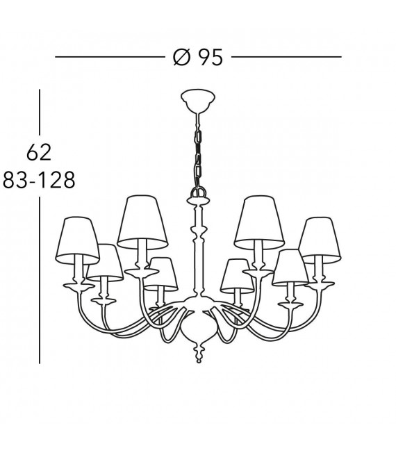 Chandelier classique ASCOT laiton antique 8 ampoules