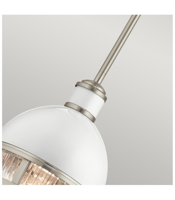 Kichler pendant light Transparent ribbed glass, brushed nickel and white steel