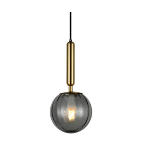 Suspension Ravena Verre,Acier Laiton,Fumé