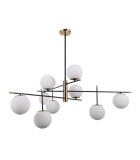Lámpara colgante Stelia Vidrio, acero, aluminio Bronce antiguo, negro mate
