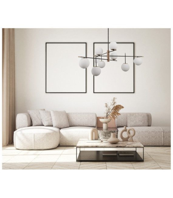 Suspension Stelia Verre,acier,aluminium Bronze antique, noir mat