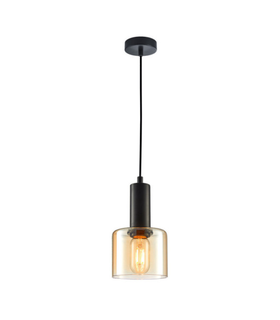 Lámpara Colgante Santia Cristal, Acero Negro