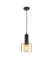 Santia Pendant Lamp Glass, Black Steel