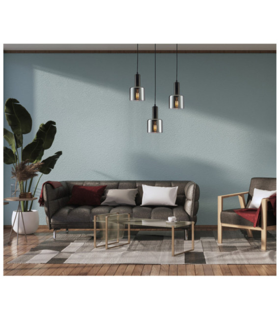 Santia Pendant Lamp Glass, Black Steel