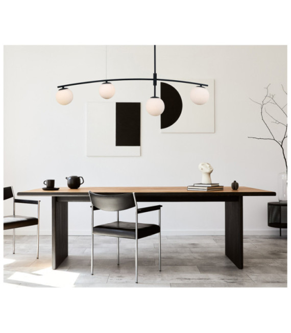 Suspension Senai Verre,acier,aluminium Satiné noir