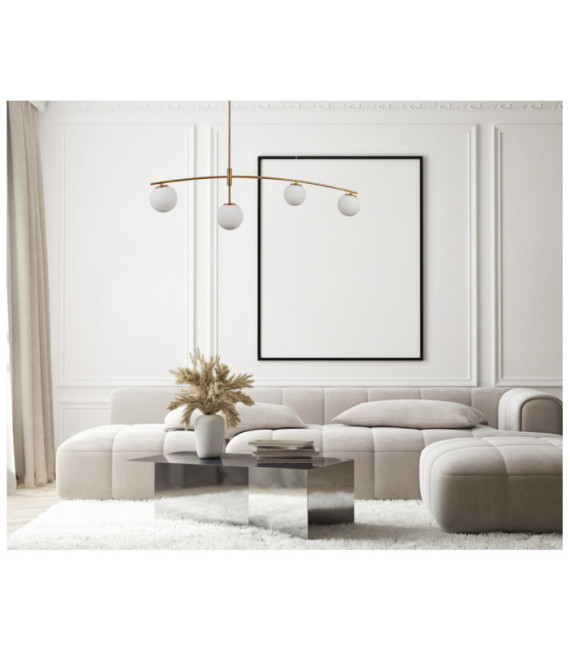 Lampada a sospensione Senai Vetro, acciaio, alluminio Miele Ottone