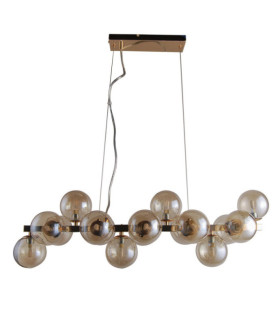 Suspension Marbelio Verre,Acier Or,Cognac