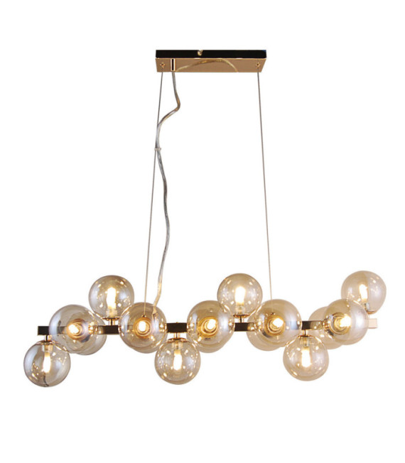 Suspension Marbelio Verre,Acier Or,Cognac