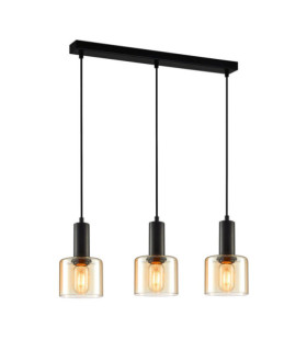 Santia Pendant Lamp Glass, Black Steel