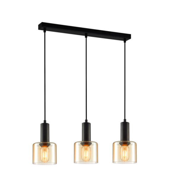 Suspension Santia Verre,Acier Noir