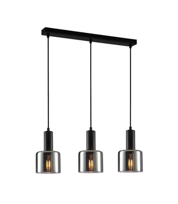 Suspension Santia Verre,Acier Noir