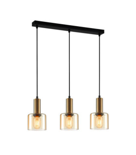 Lampada a sospensione Santia Vetro, Acciaio Rame