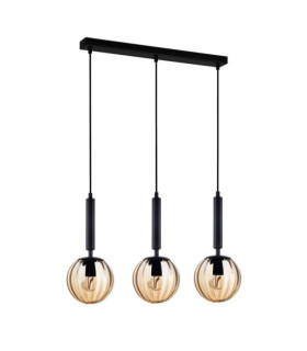Ravena Lámpara Colgante Cristal, Acero Negro