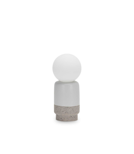 Cremefarbene Tischlampe aus Gipszement