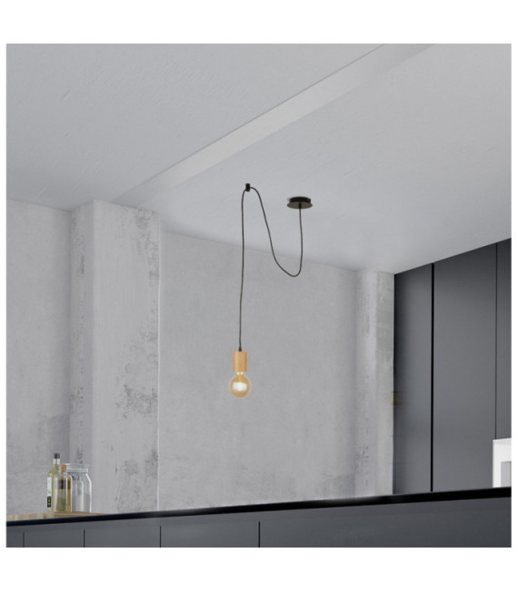 Spinny pendant light Mild steel Matt black, natural