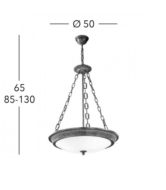 Suspension classique MILORD laiton antique 3 ampoules