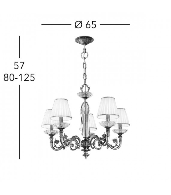 Chandelier classique CONTARINI Or 24 Carats 5 ampoules