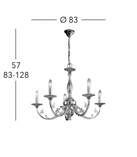Chandelier classique PISANI Or 24 Carats 5 ampoules