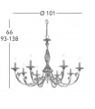 Chandelier classique PISANI or Français 8 ampoules
