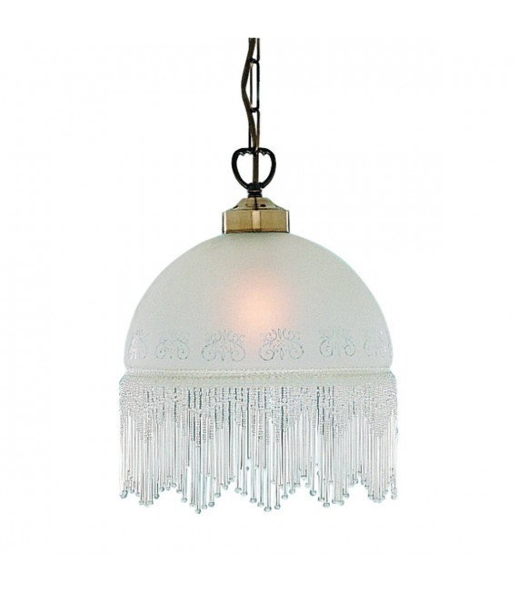 Victoriana Pendelleuchte aus antikem Messing und saurem Glas